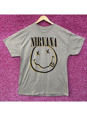 Nirvana Smiley Logo Gray Biege T-Shirt XL